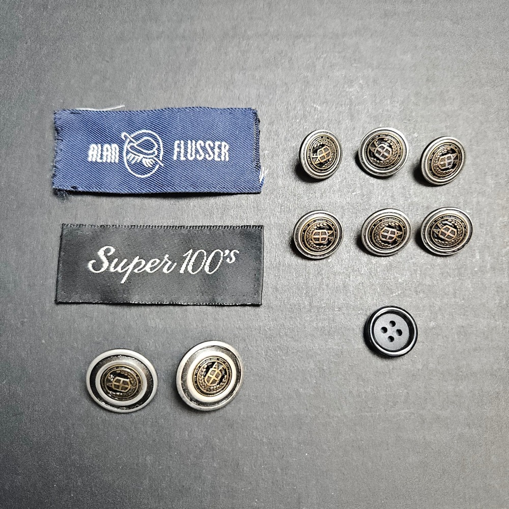 Alan Flusser Super 100s Suit Blazer Buttons Set of‎ 9 Replacement Shank Enamel